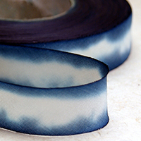 Earth Silk Dyed Ribbon - 098 navy edged