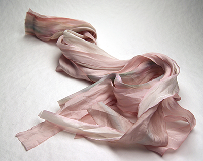 Blush silk ribbon bouquet cascade