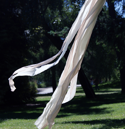 cream silk ribbon bouquet cascade