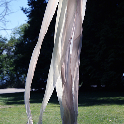 Cream silk ribbon bouquet cascade