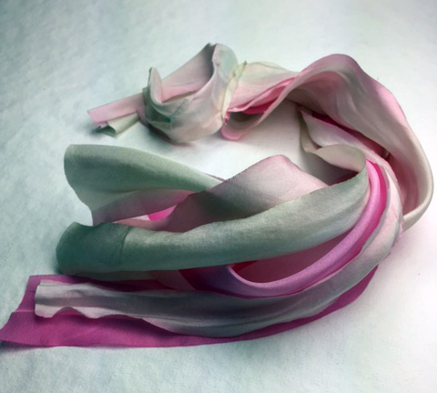 pretty pink silk ribbon bouquet cascade