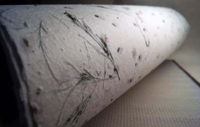 Recycled Lotka, lavender and treefern handmade paper