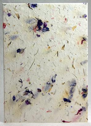 100% Recycled and larkspur petal handmade paper