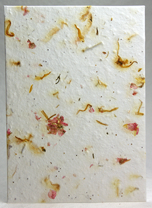 Pink Larkspur and marigold petal handmade paper