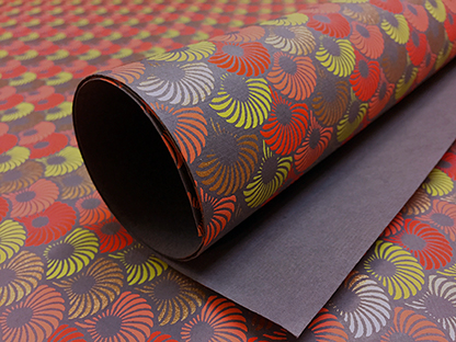 SHP1129 Red, Peach, Lime and Gold on Grey handmade paper