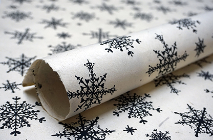 Black Snowflake handmade lotka wrapping paper