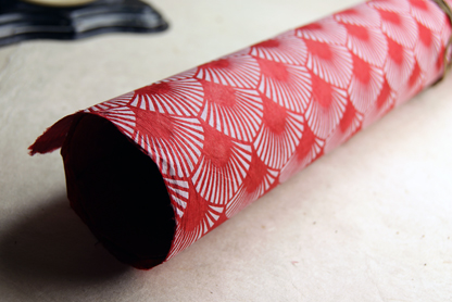 red fan lotka handmade paper