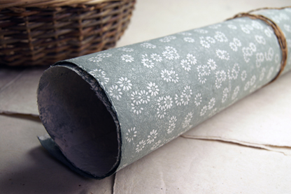 Silver daisy handmade paper print