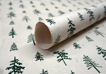 Green Trees handmade lotka wrapping paper